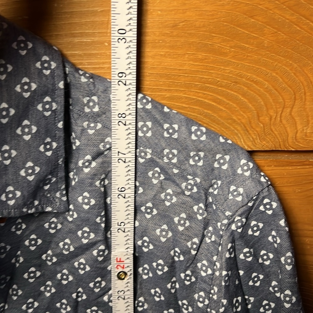 Faherty Men's Gray Patterned Button Up Geometric … - image 3